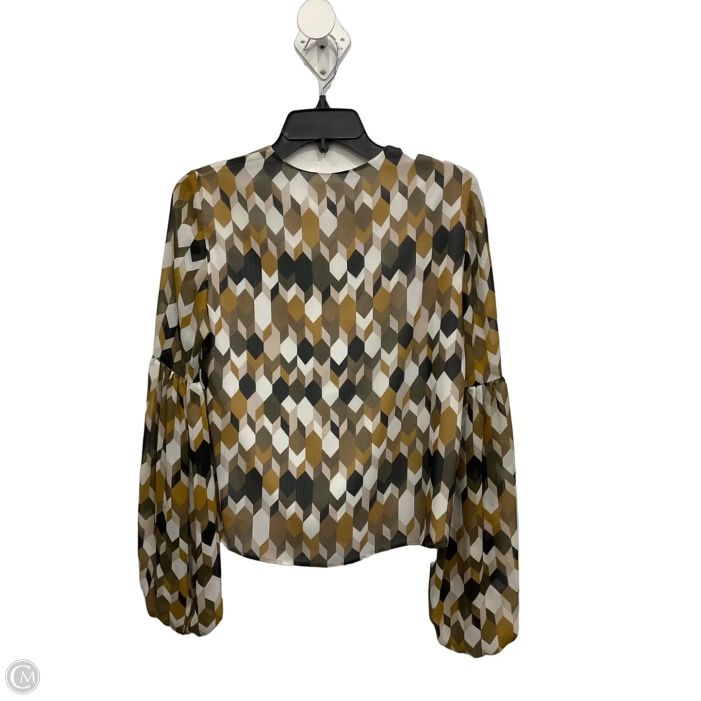 Blouse 3/4 Sleeve By Banana Republic In Green & White, Size: S