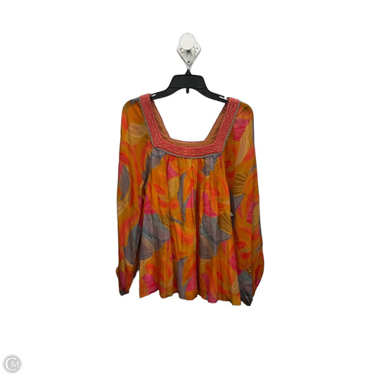 Top Long Sleeve By Bl-nk In Orange & Pink, Size: L