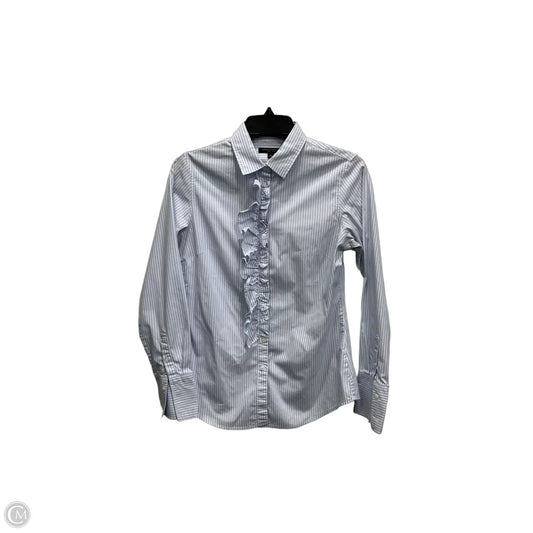 Blouse Long Sleeve By Banana Republic In Blue & White, Size: S