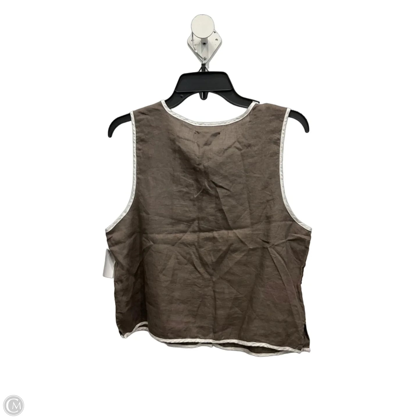 Top Sleeveless Basic By Tahari In Brown & White, Size: L