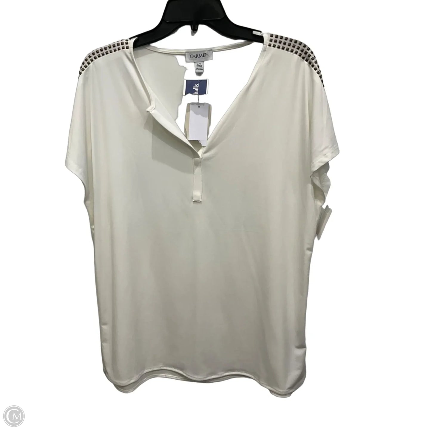 Top Sleeveless By Carmen By Carmen Marc Valvo In Gold & White, Size: L