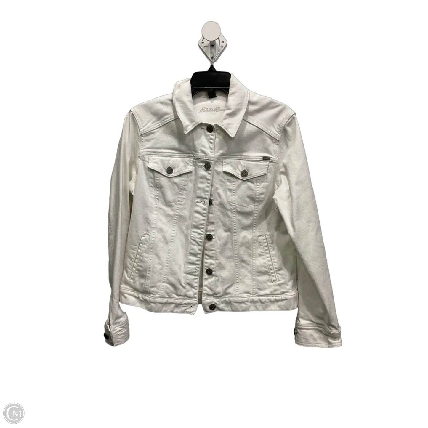 Jacket Denim By Eddie Bauer In White, Size: L