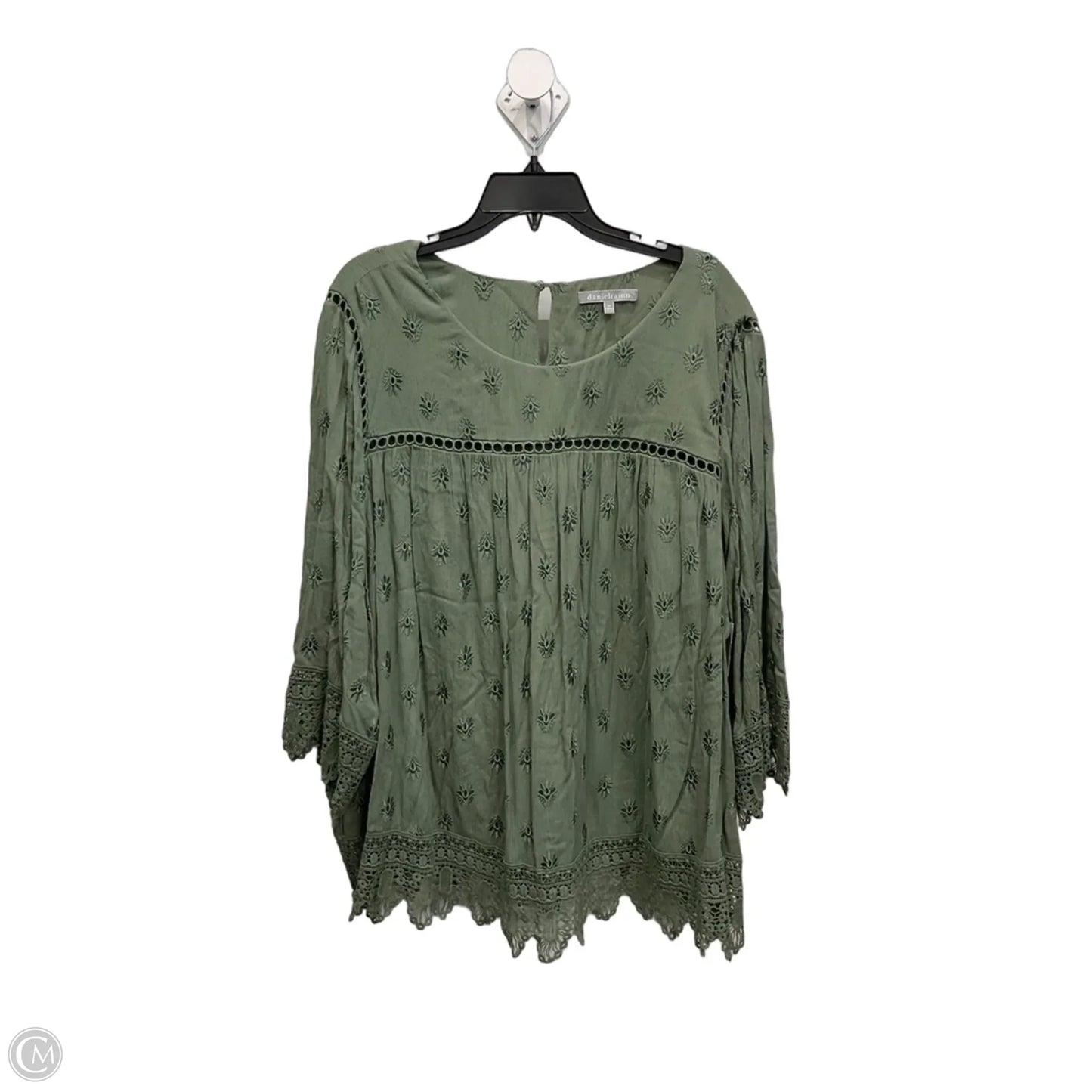 Top 3/4 Sleeve By Daniel Rainn In Green, Size: 3x