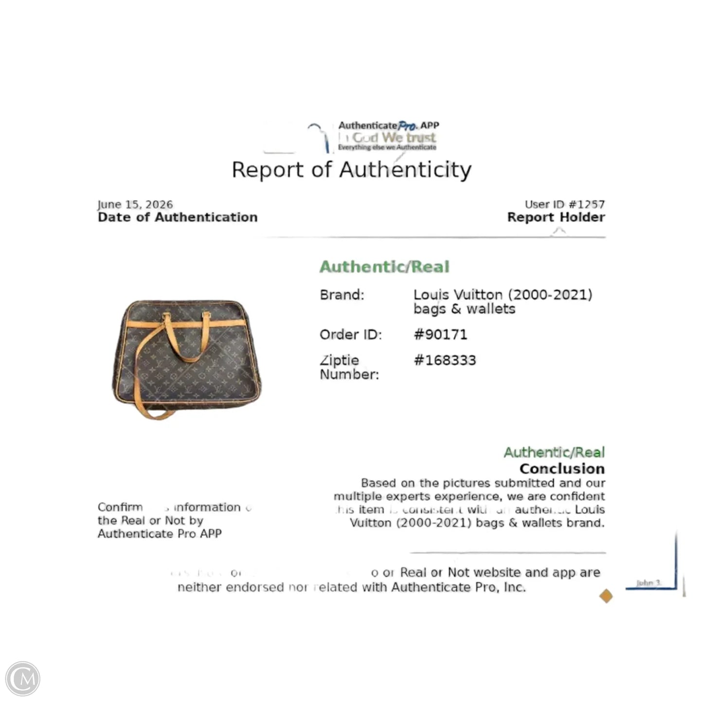 Laptop Bag Luxury Designer By Louis Vuitton, Size: Large