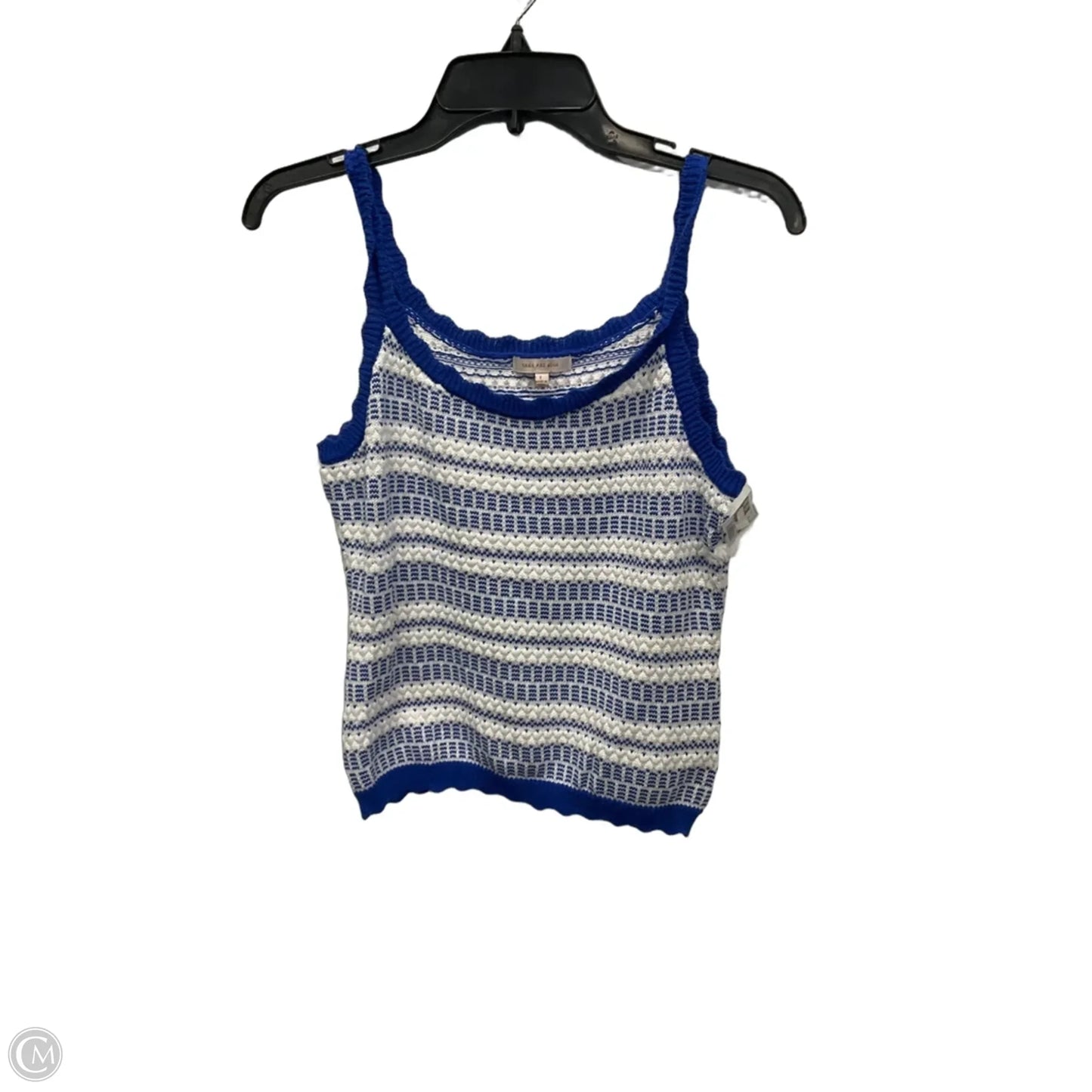 Top Sleeveless By Skies Are Blue In Blue & White, Size: L
