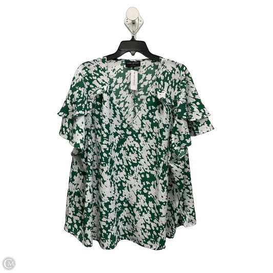 Top Short Sleeve By Lane Bryant In Green & White, Size: 3x
