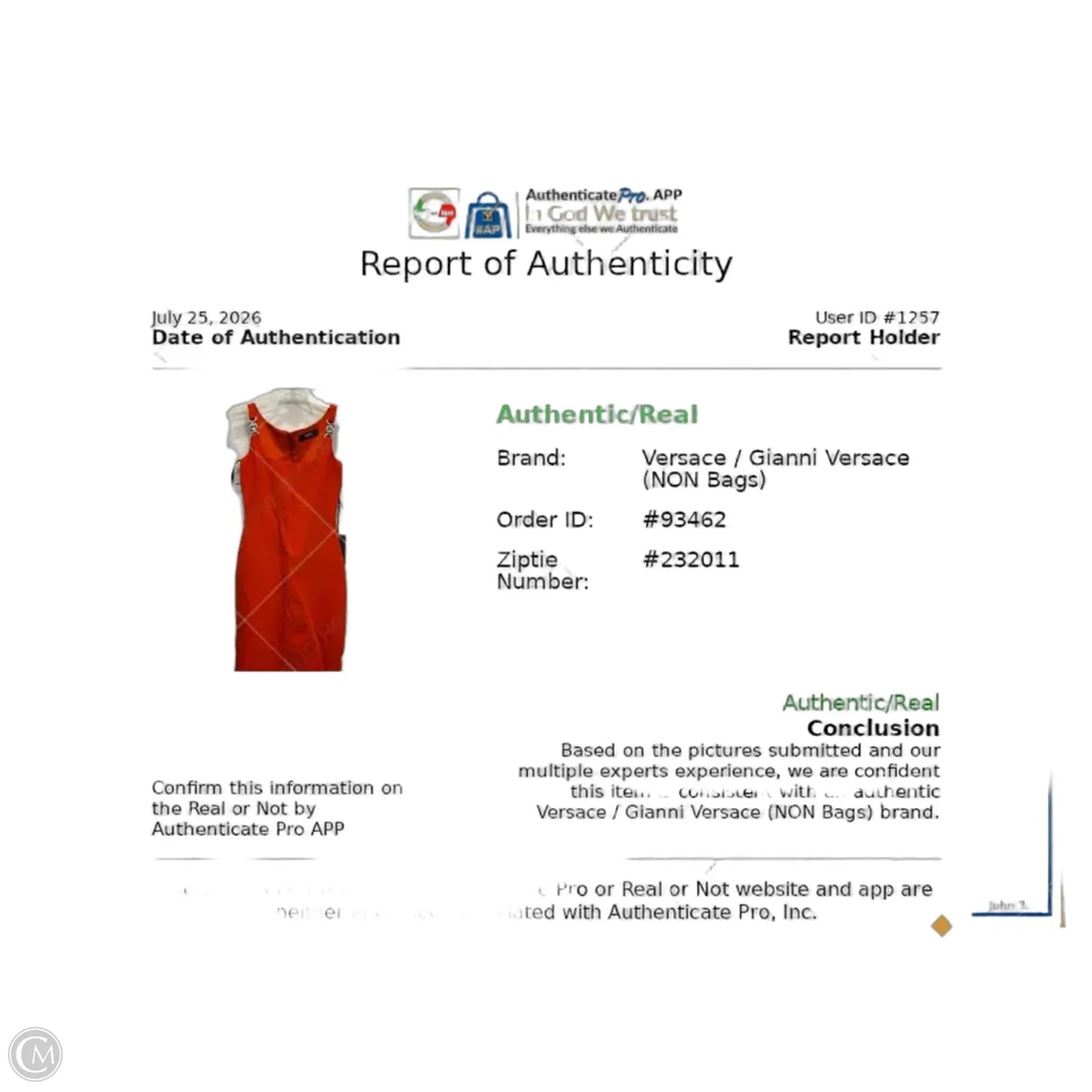 Dress Luxury Designer By Versace In Orange, Size: S