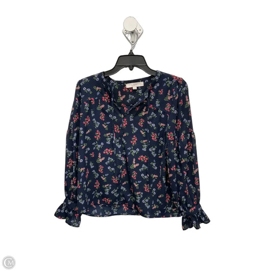 Top Long Sleeve By Loft In Navy, Size: Xsp