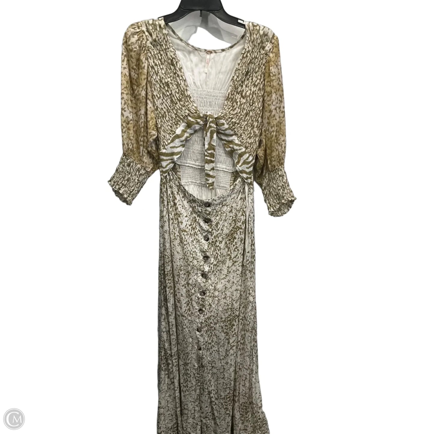 Dress Casual Maxi By Free People In Green & White, Size: L