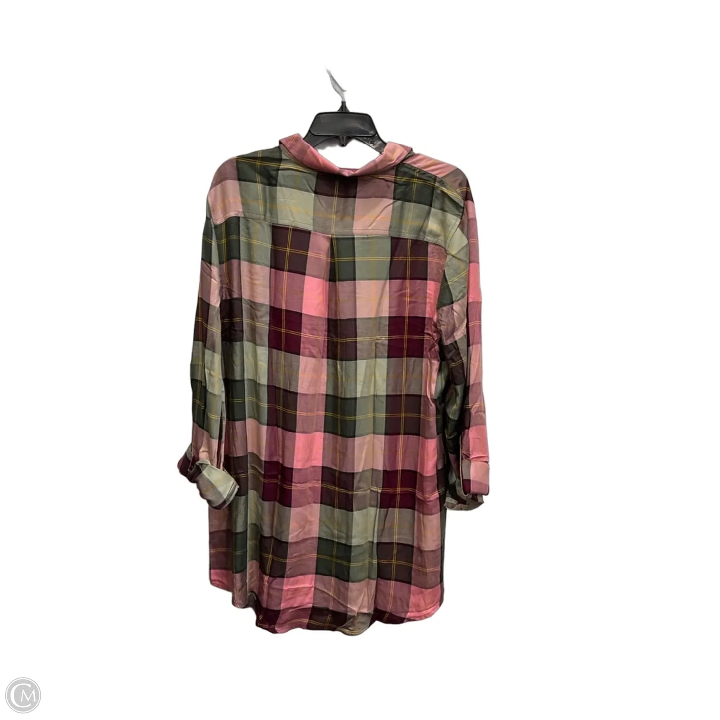 Blouse Long Sleeve By C Est. 1946 In Green & Pink, Size: Xl