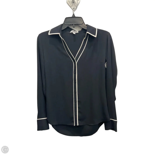 Blouse Long Sleeve By Express In Black & White, Size: S