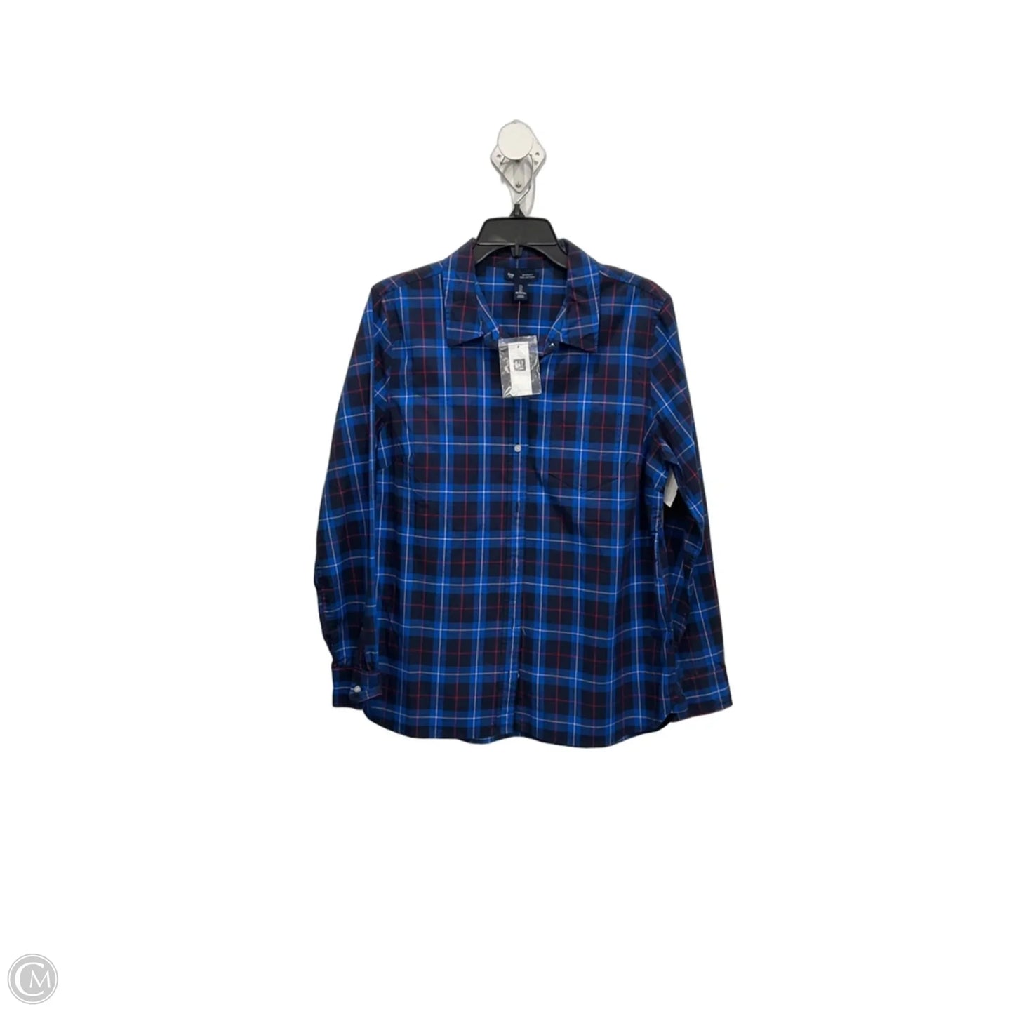 Blouse Long Sleeve By Gap In Blue, Size: L