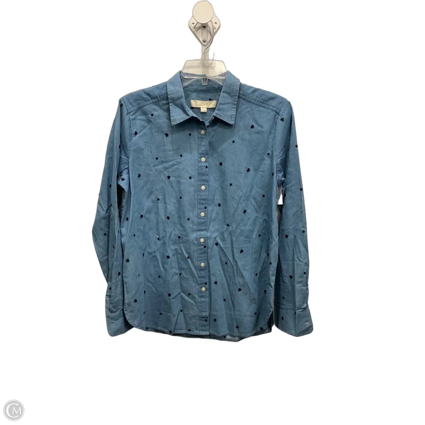Blouse Long Sleeve By Loft In Blue, Size: S
