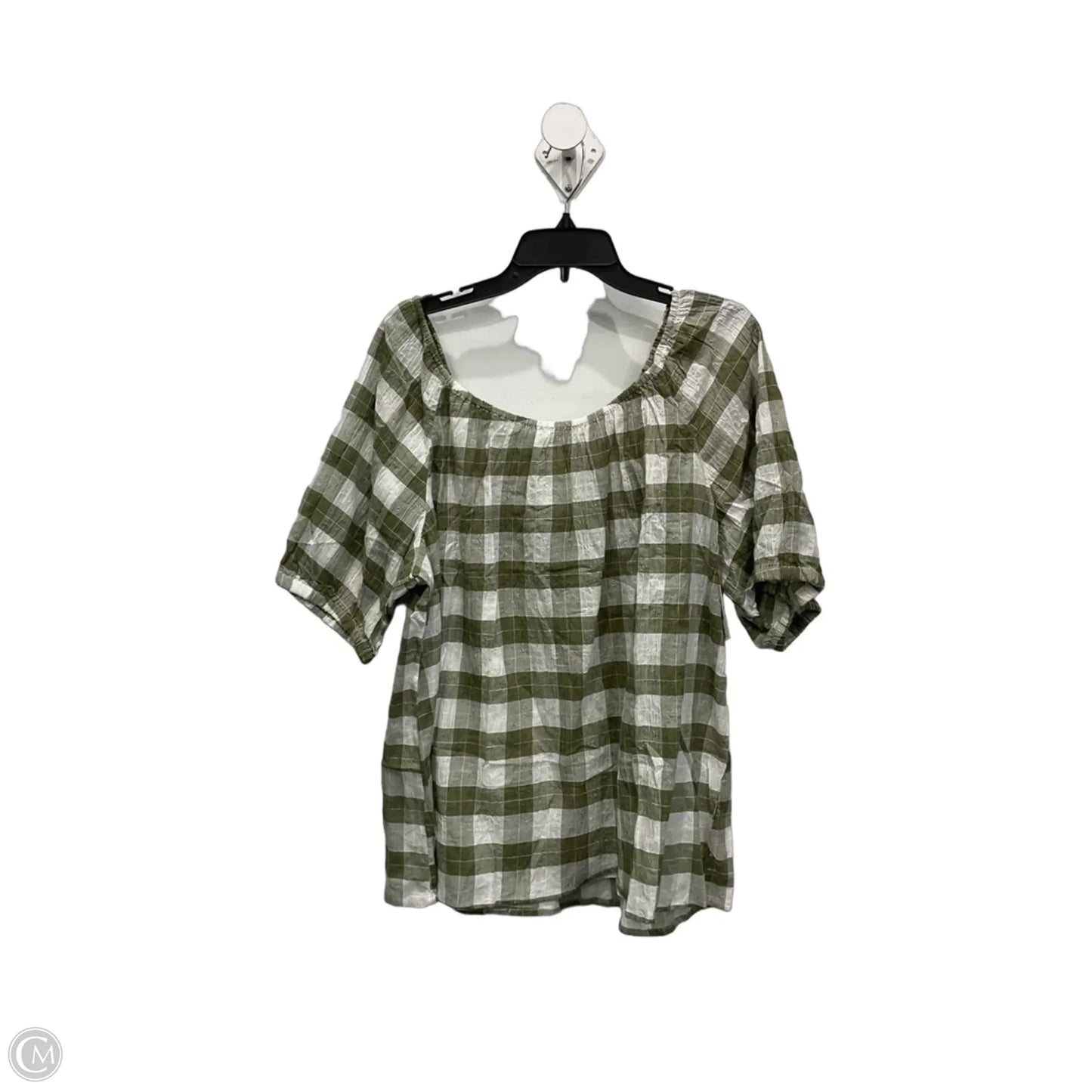 Top Short Sleeve By Cato In Green & White, Size: Xl