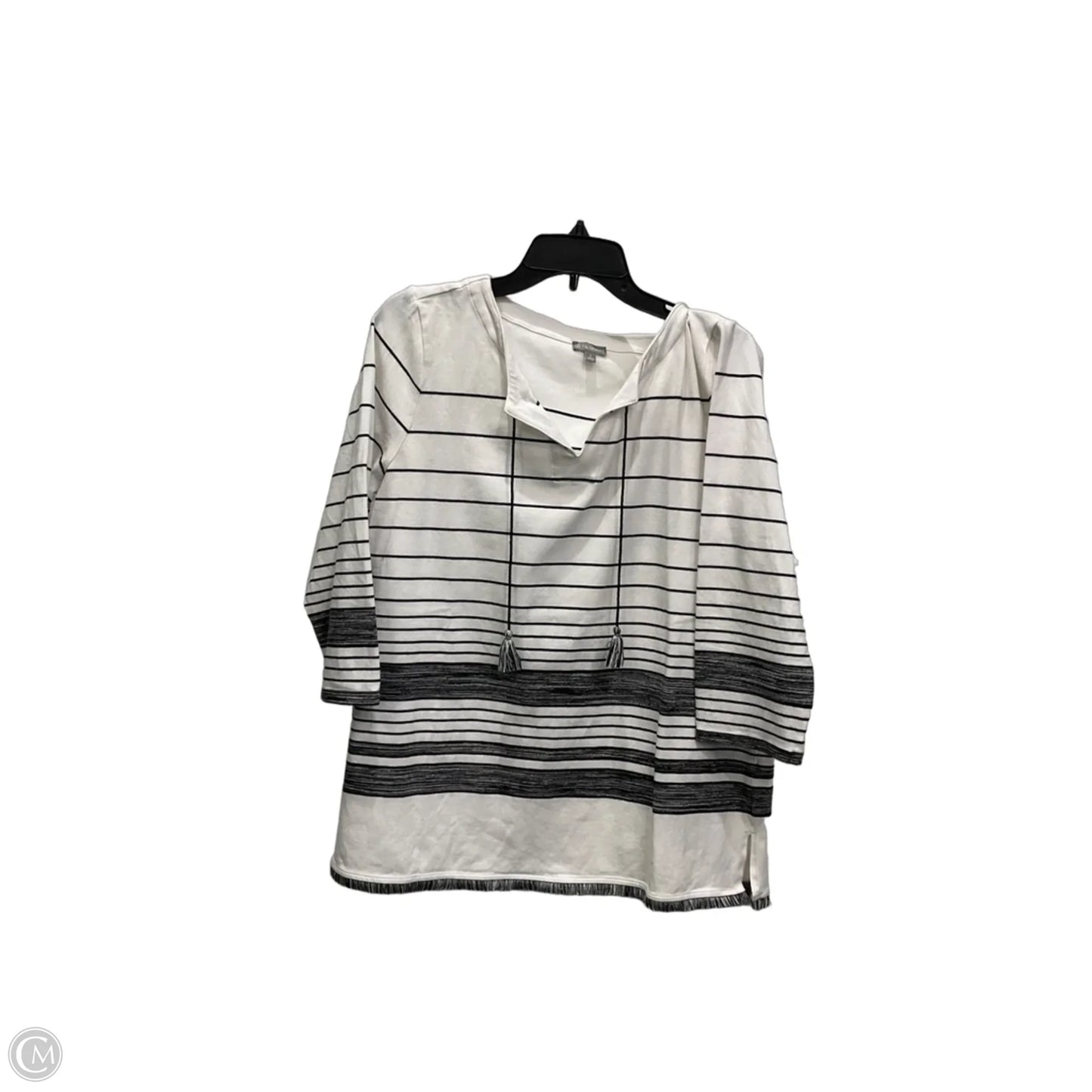 Top 3/4 Sleeve By Talbots In Black & White, Size: L