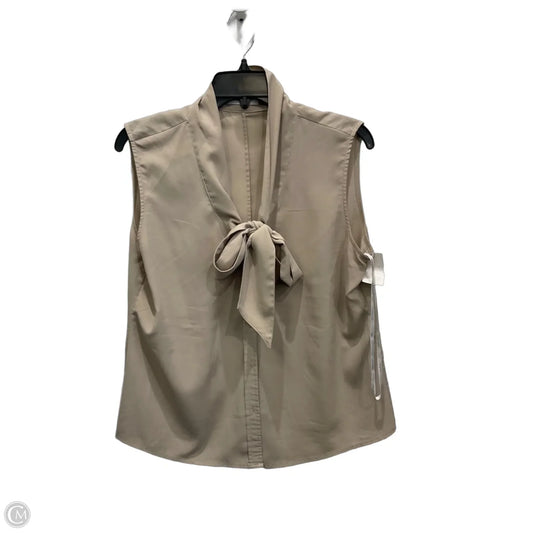Blouse Sleeveless By Calvin Klein In Taupe, Size: L