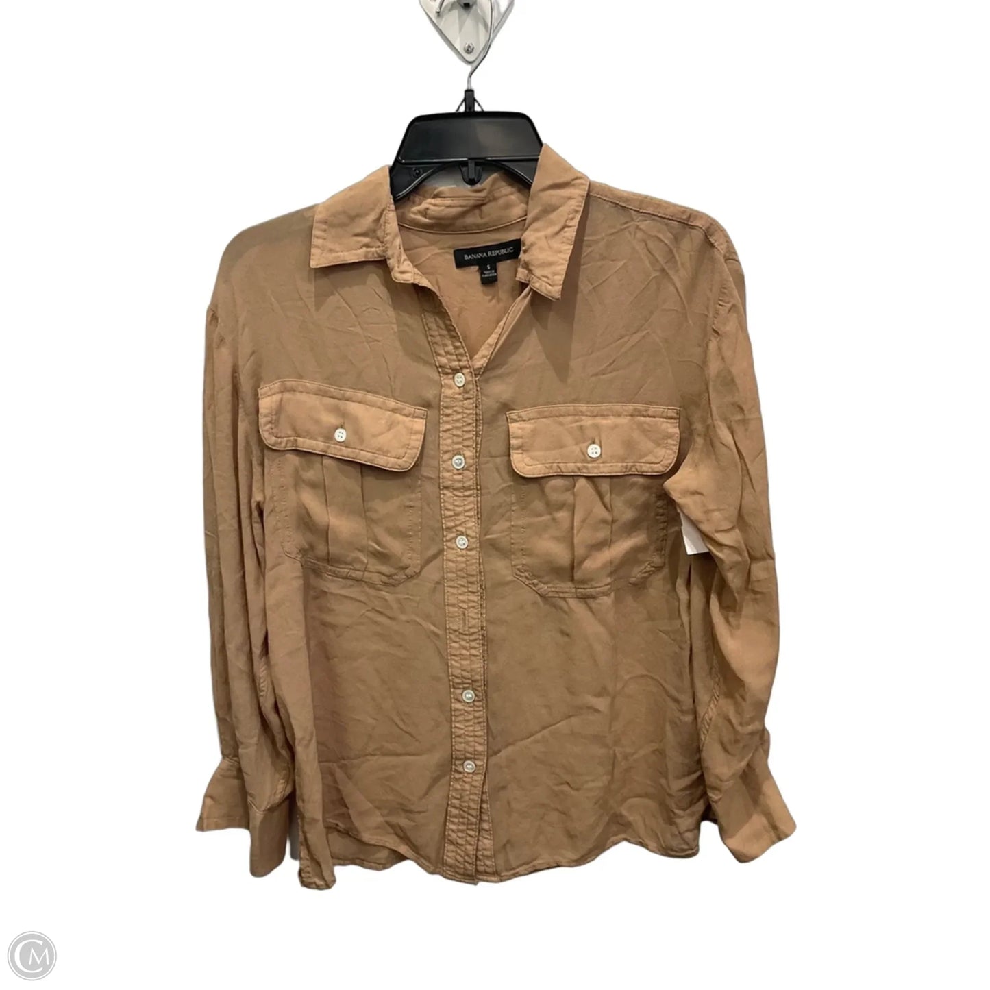 Blouse Long Sleeve By Banana Republic In Tan, Size: S