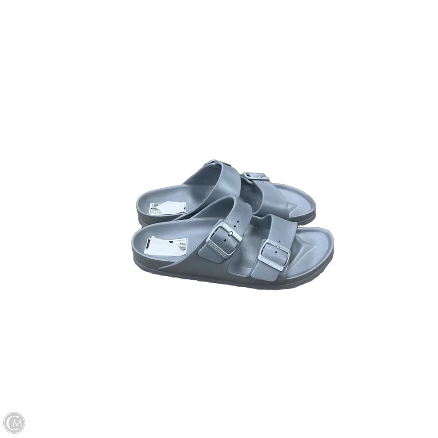Sandals Flats By Birkenstock In Silver, Size: 9