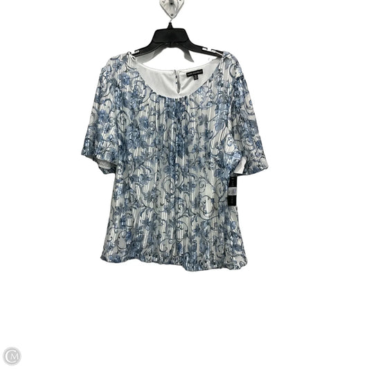 Top Short Sleeve By Sara Michelle In Blue & White, Size: 3x