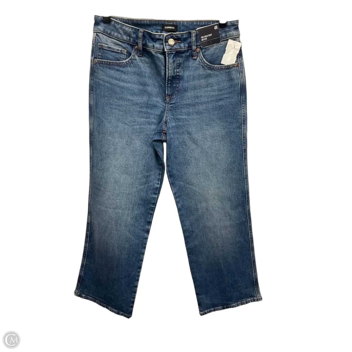 Jeans Cropped By Express In Blue Denim, Size: 4