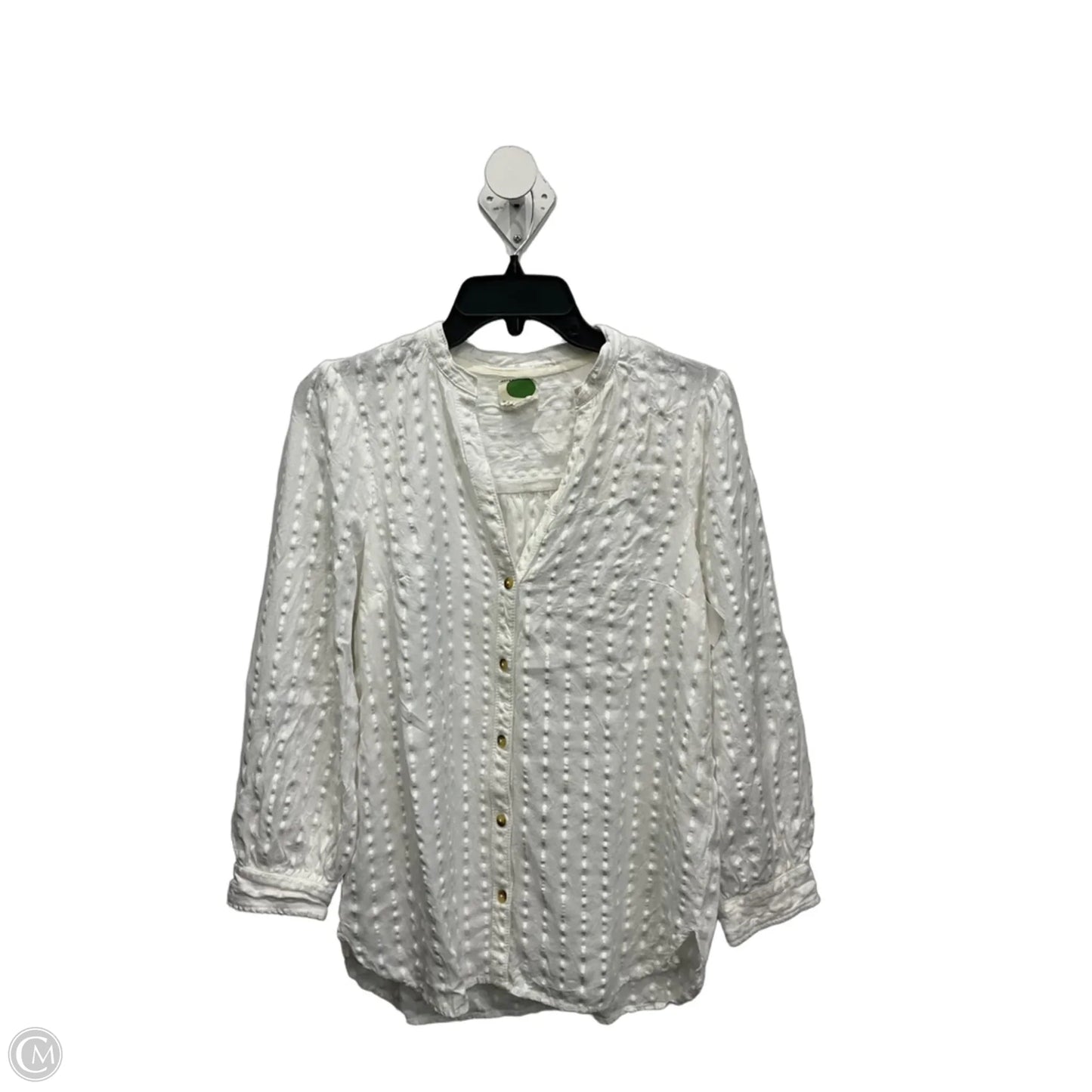 Blouse Long Sleeve By Anthropologie In White, Size: M