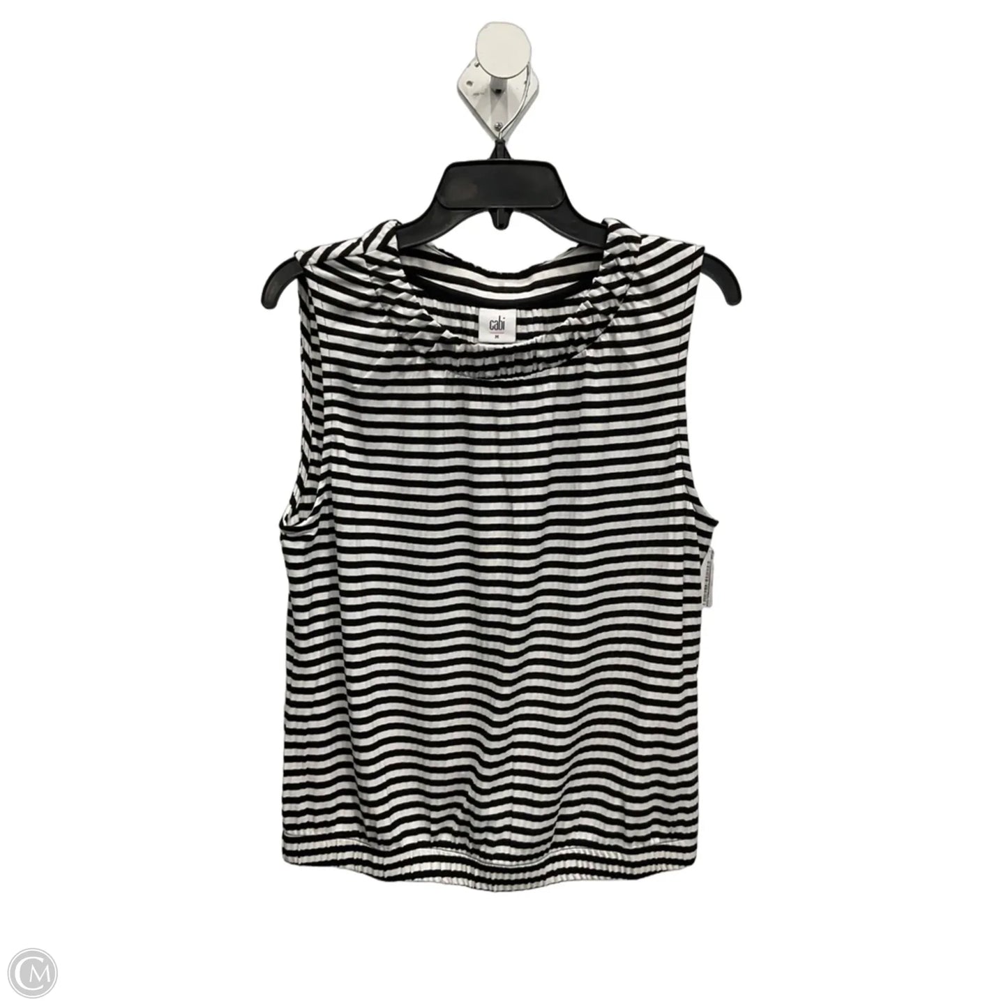 Top Sleeveless By Cabi In Black & White, Size: M