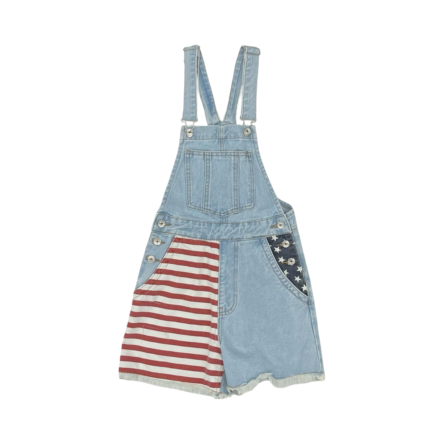 Shortalls By Pink Lily In Blue Red & White, Size:Xs
