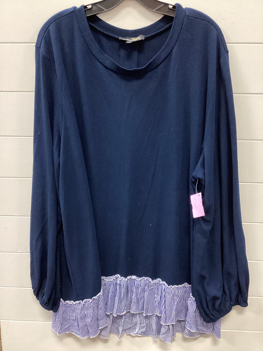 Top Ls By Suzanne Betro In Navy, Size:4X