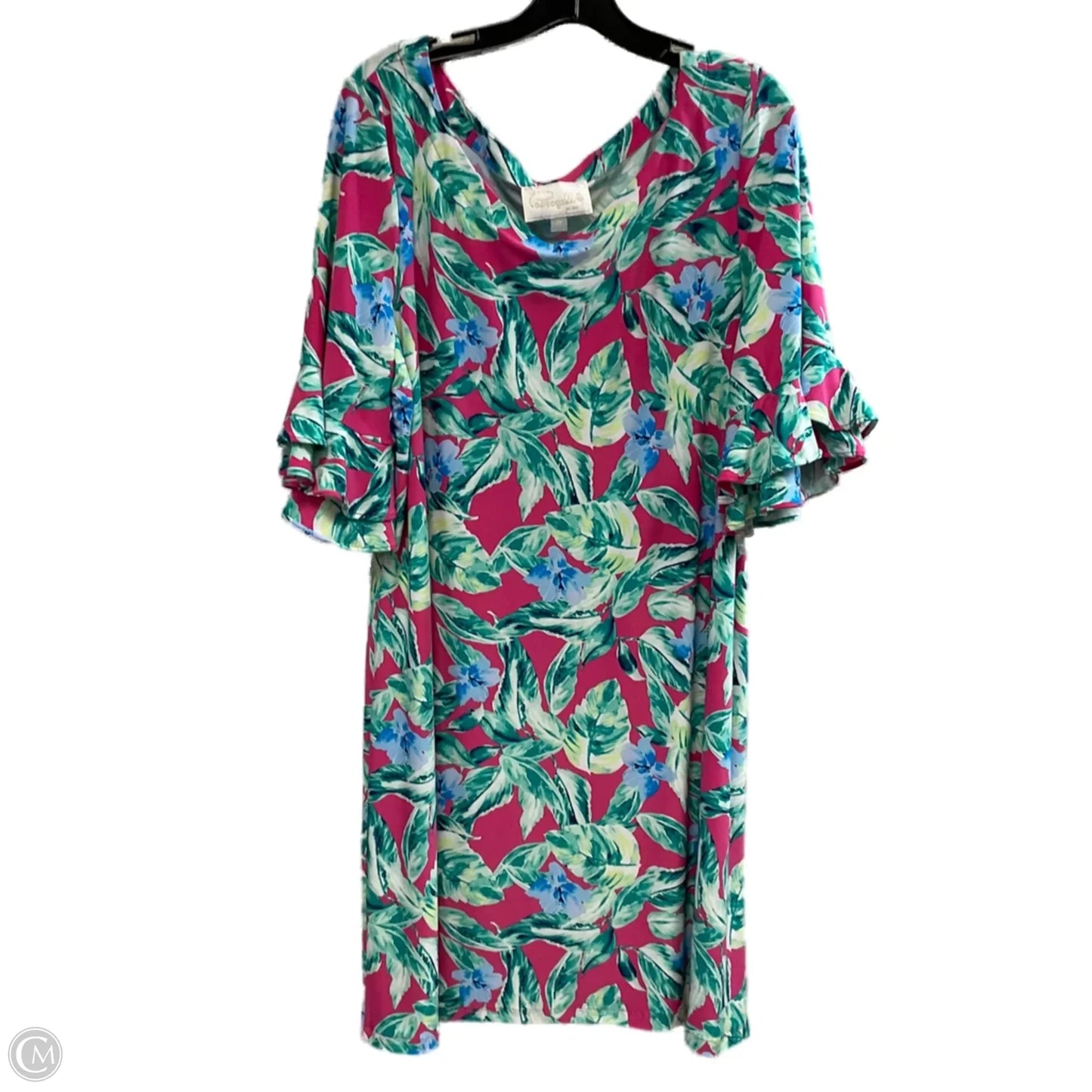 Dress Casual Short By Cappagallo In Green & Pink, Size: 2x