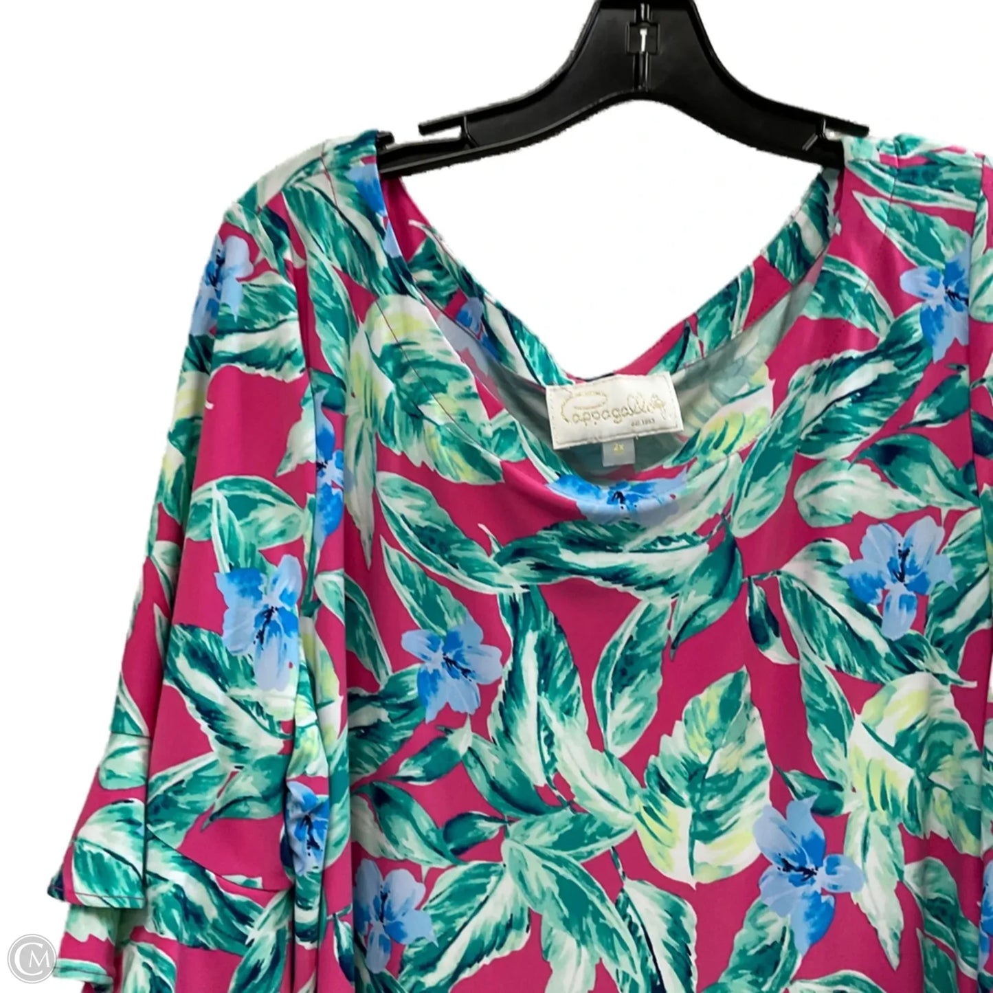 Dress Casual Short By Cappagallo In Green & Pink, Size: 2x