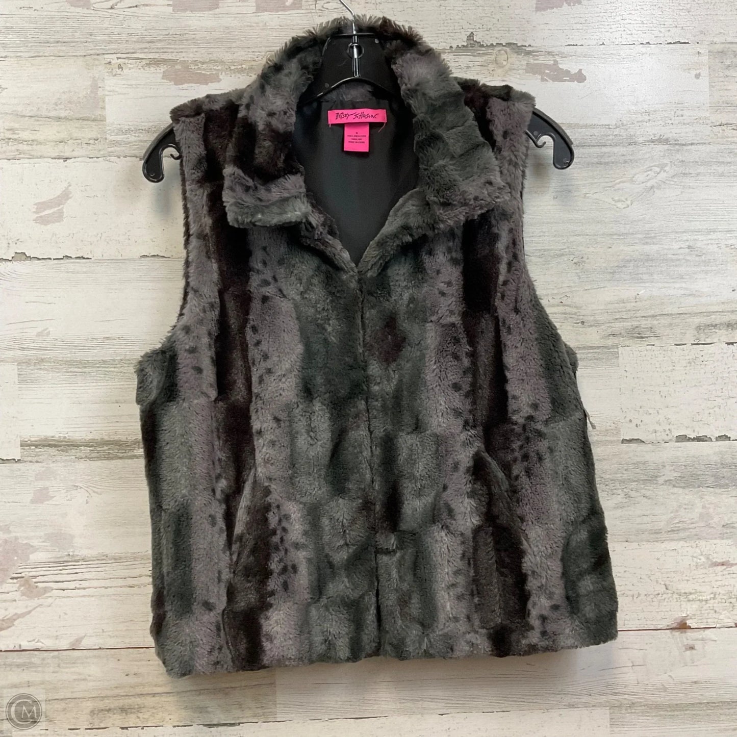 Vest Faux Fur & Sherpa By Betsey Johnson In Grey, Size: S
