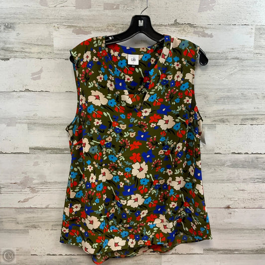 Blouse Sleeveless By Cabi In Green & Red, Size: L