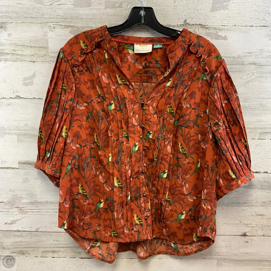 Blouse Short Sleeve By Anthropologie In Orange, Size: 1x