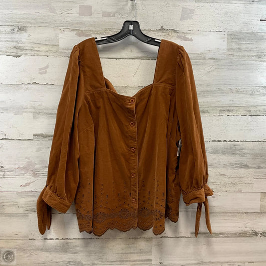 Blouse 3/4 Sleeve By Madewell In Brown, Size: 3x
