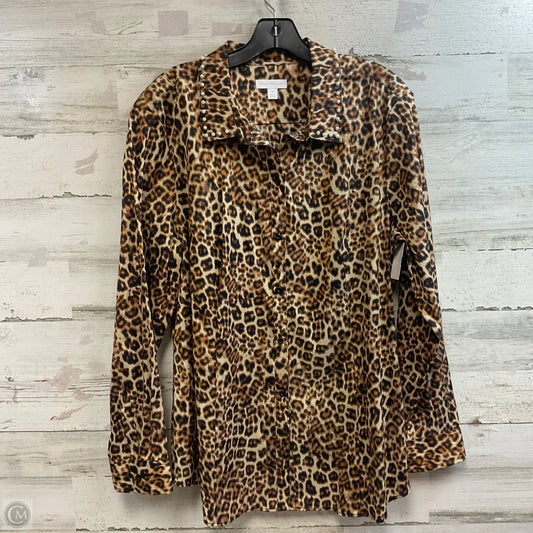 Blouse Long Sleeve By Charter Club In Animal Print, Size: Xxl
