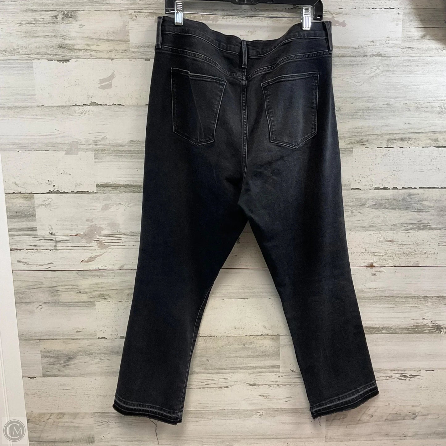 Jeans Straight By Frame In Black Denim, Size: 14