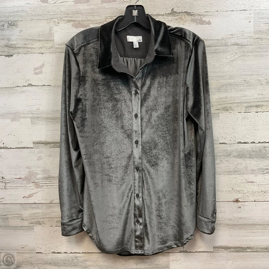Blouse Long Sleeve By 14th And Union In Grey, Size: S