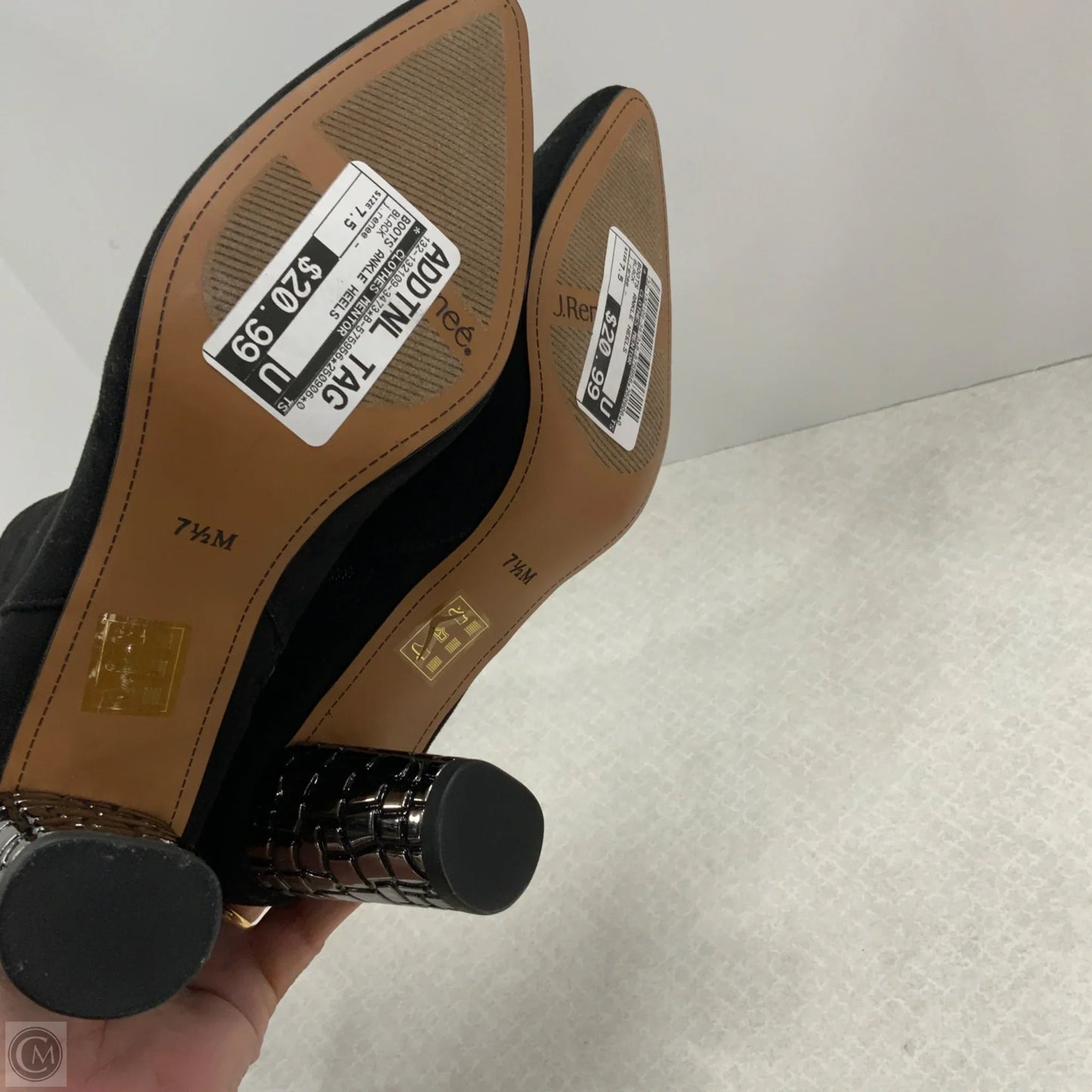 Boots Ankle Heels By Clothes Mentor In Black, Size: 7.5