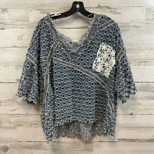 Top Short Sleeve By Pol In Blue Denim, Size: L