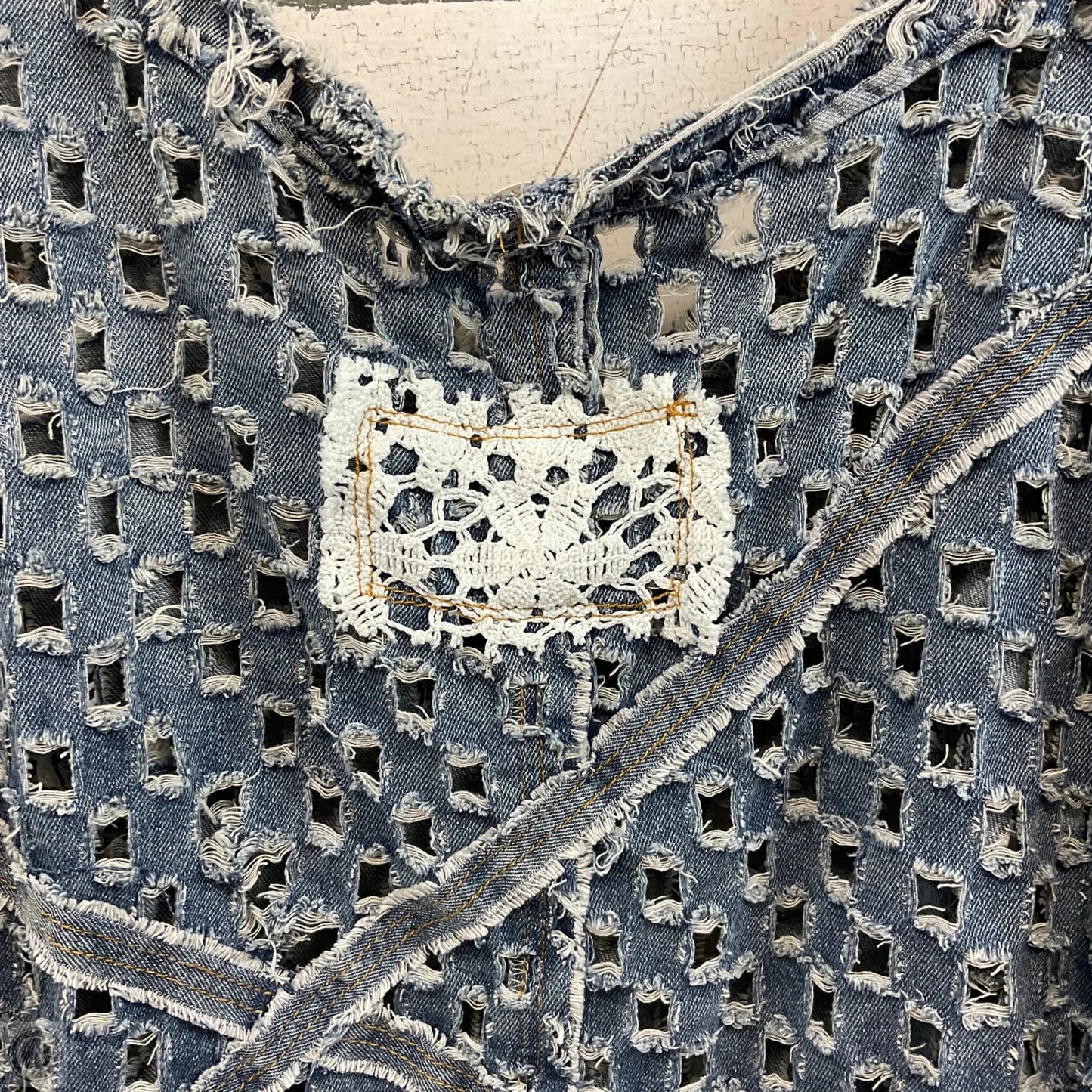 Top Short Sleeve By Pol In Blue Denim, Size: L