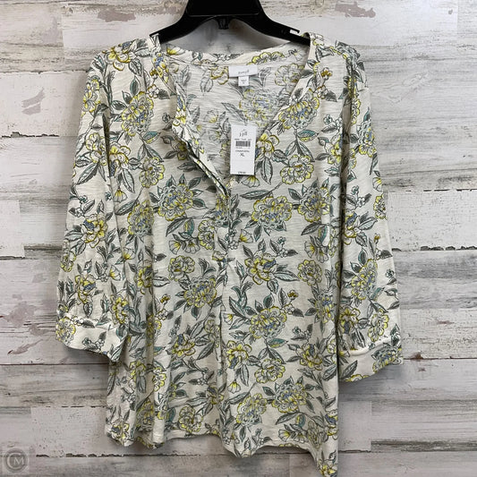 Top 3/4 Sleeve By Pure Jill In Green & Yellow, Size: Xl