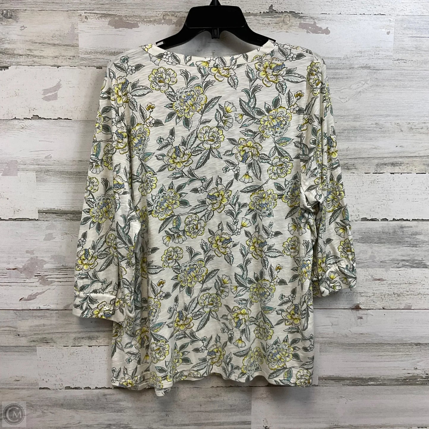 Top 3/4 Sleeve By Pure Jill In Green & Yellow, Size: Xl
