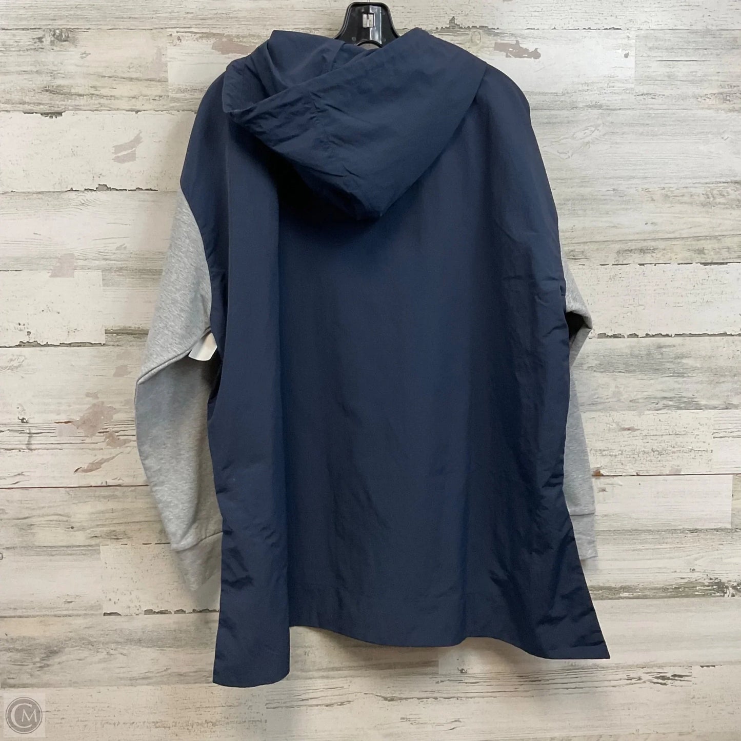 Athletic Top Long Sleeve Hoodie By Johnny Was In Blue & Grey, Size: Xl