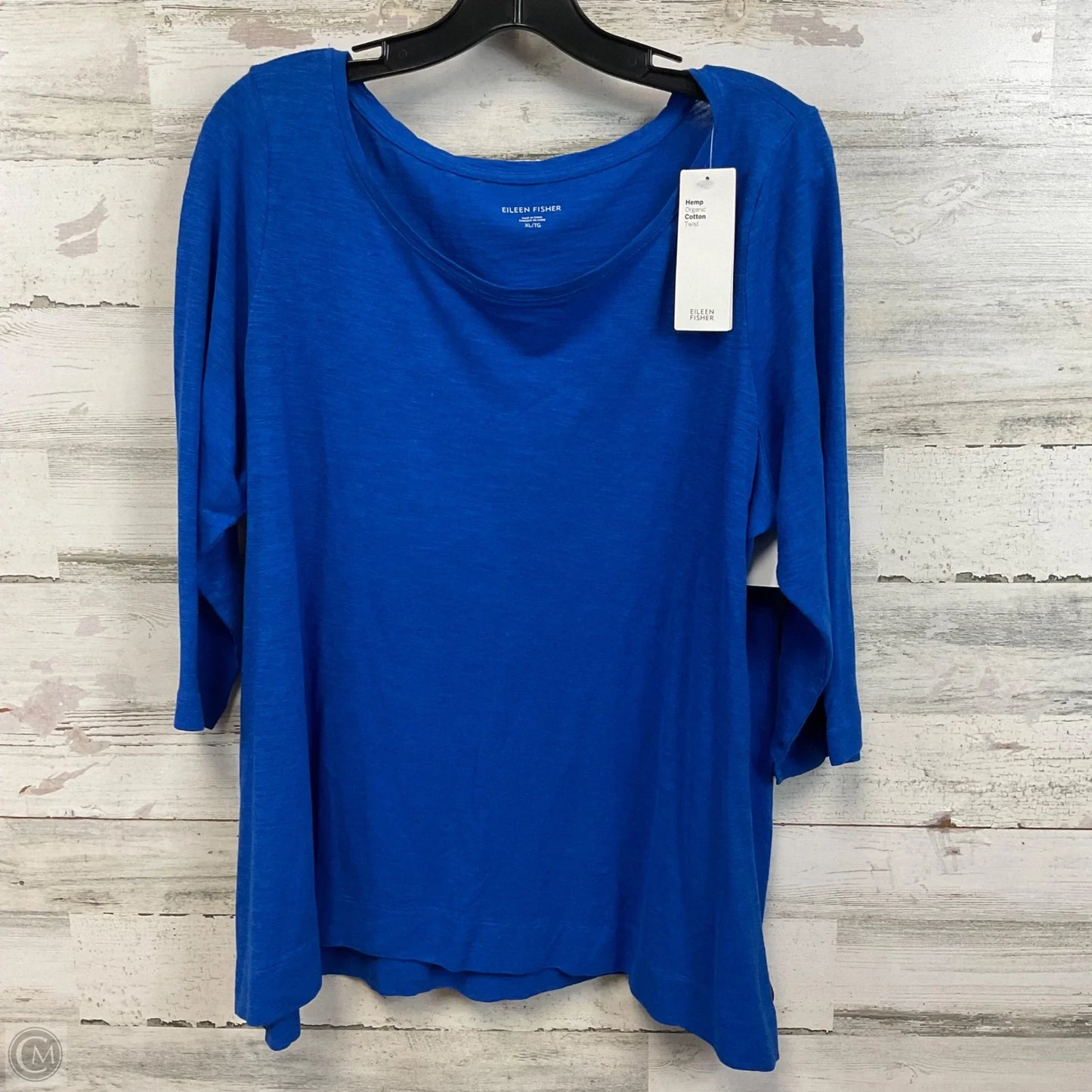 Top 3/4 Sleeve By Eileen Fisher In Blue, Size: Xl