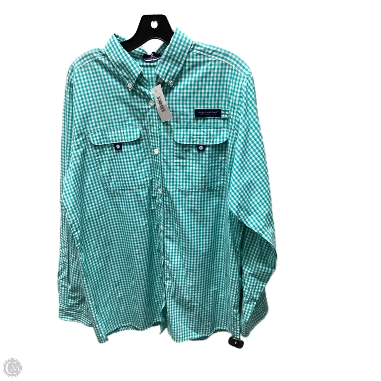 Top Long Sleeve By Simply Southern In Teal, Size: L