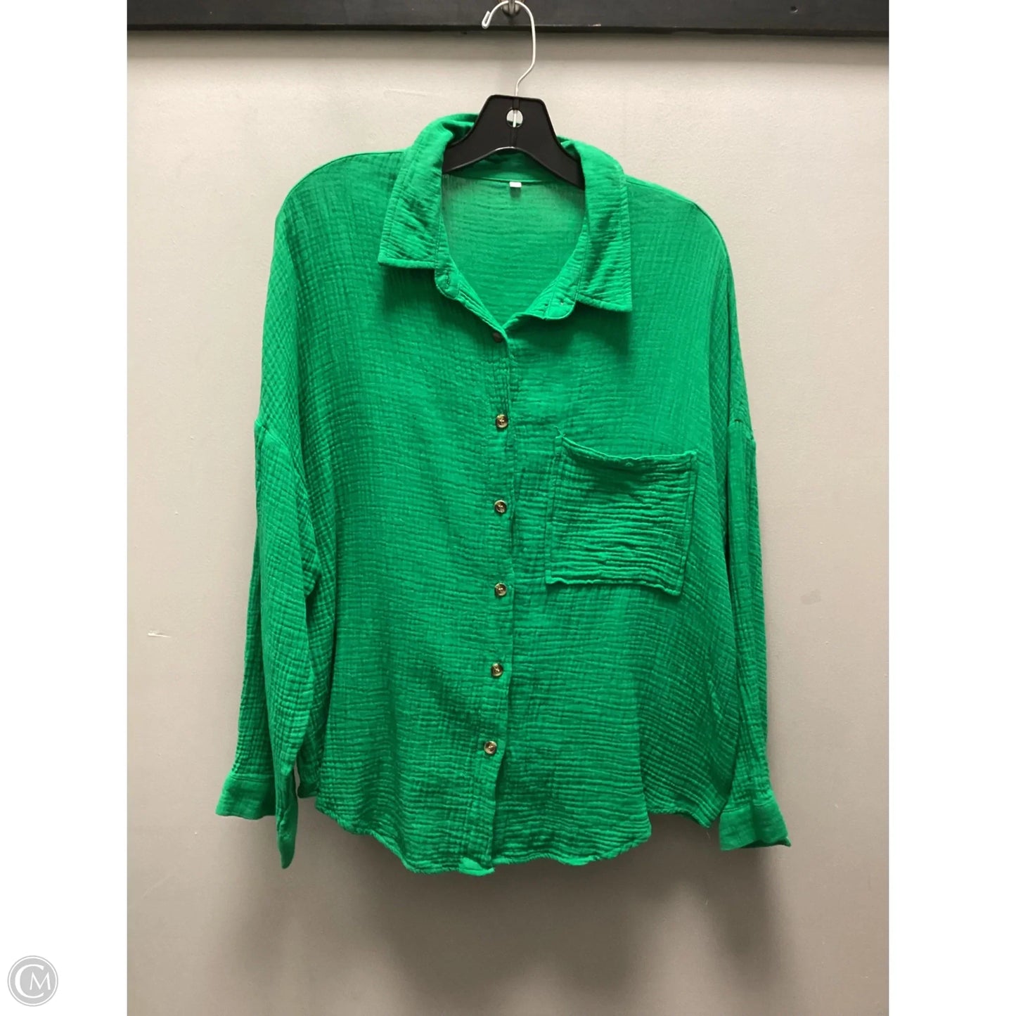Blouse Long Sleeve By Cme In Green, Size: Xl