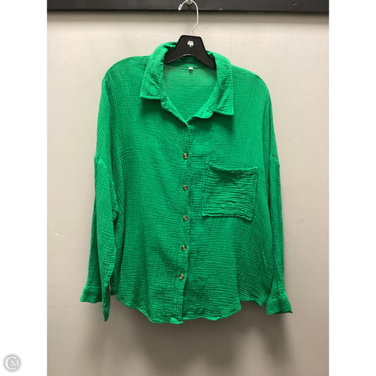 Blouse Long Sleeve By Cme In Green, Size: Xl