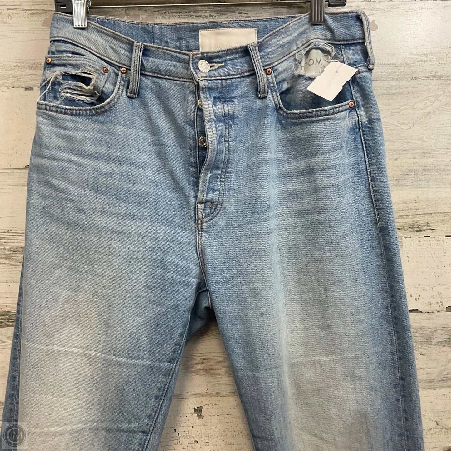 Jeans Straight By Mother In Blue Denim, Size: 4