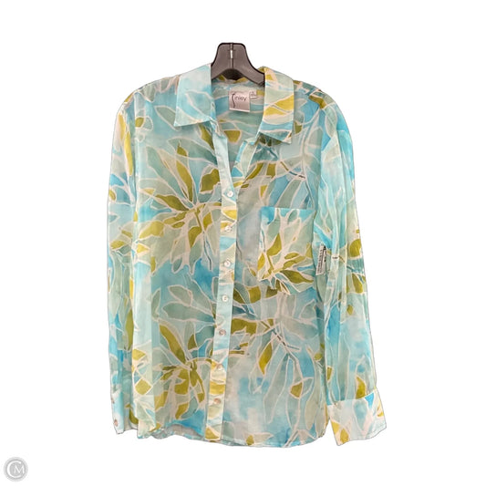 Blouse Long Sleeve By Finley In Blue, Size: L
