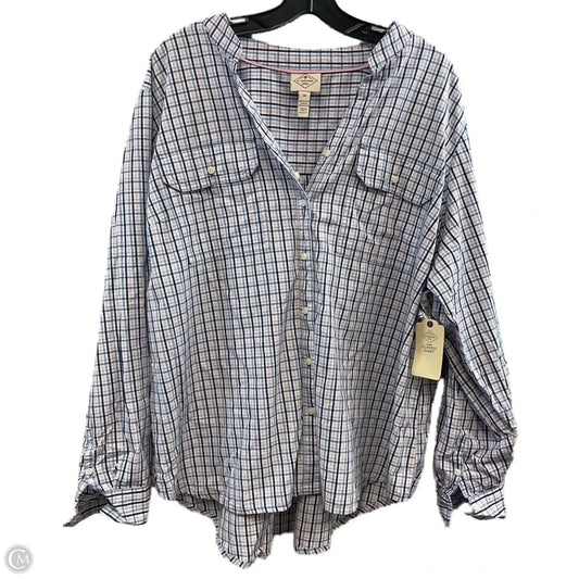 Blouse Long Sleeve By St Johns Bay In Blue & Pink, Size: 2x